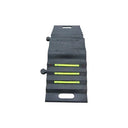 Plan view of the two-channel protector, three yellow strips down the centre and handle slots at each end