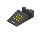 3D render of one ramp section, yellow strips on the ribbed slope and an oval handle slot at the leading edge