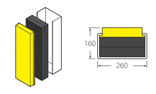 Rubber & Steel Dock Bumper 760 x 275 x 165mm