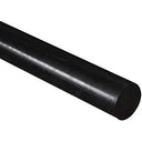 Glossy black acetal rod running diagonally across the frame, angled cut end at the right, on white