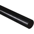 Glossy black acetal rod running diagonally across the frame, angled cut end at the right, on white