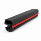 Black door moulding profile with red centre insert, angled studio shot