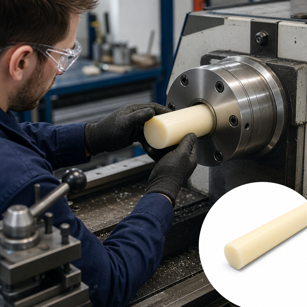 Nylon 66 Natural (cream) / Black Rod 5mm to 32mm dia for Insulators & rollers - UK Engineering Plastics