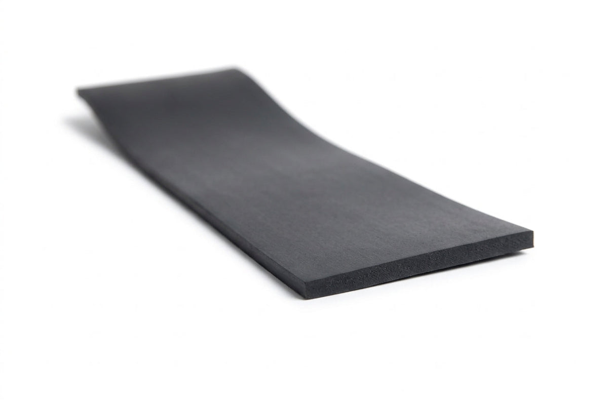 Black rectangular rubber strip shown curled at one end, wide flat profile
