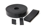 Rectangular rubber strip shown as a coiled roll alongside cut sample pieces