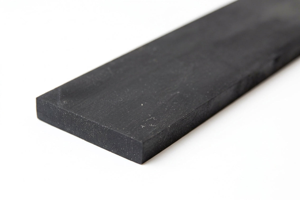 Black rectangular rubber strip shown at an angle, flat solid profile