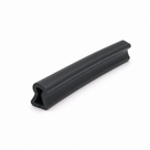 Black rubber weatherstrip profile shown curved, studio shot