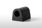 Black rubber D-shaped anti-roll bar bush, studio shot on white background