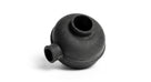Black rubber boot rod end gaiter, studio shot on white background