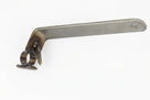 Flat metal fitting tool with a bent, notched end, shown on a white background