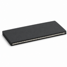 Black rubber matting slab showing canvas insertion along the edge