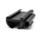 Black rubber window seal length with cut end showing hollow sponge tube bulb