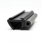 Black rubber window seal length with cut end showing grey textured sponge bulb