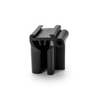 Black rubber window seal viewed end-on, gripper channel and bulb standing upright