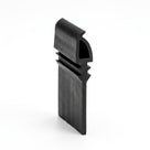 Black rubber roof light seal standing upright, tapered bulb above ribbed base leg