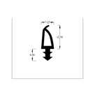 Technical diagram of roof light seal profile, 12.50mm tall bulb and 6.00mm base leg