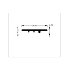 Technical diagram of ribbed edge trim profile, 26.00mm wide and 1.5mm thick