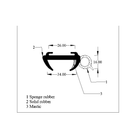 Technical diagram of window seal profile, 34.00mm wide with sponge and solid rubber layers