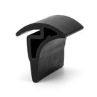 Black silicone sink seal length shown at an angle, winged trim-cap profile