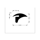Dimensioned cross-section diagram of the sink seal's hooked wing profile