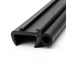 Straight length of black rubber gripper seal with hollow sponge bulb cut end