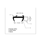 Technical diagram of window seal profile, 35.00mm wide with sponge and solid rubber layers