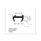 Technical diagram of window seal profile, 30.00mm wide with sponge and solid rubber layers