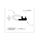 Technical diagram of battery box seal profile, 17.00mm long with sponge and solid rubber