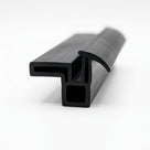 Black rubber sink seal length shown at an angle, stepped channel with side flap