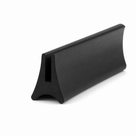 Black rubber sink seal length photographed at an angle, capped trim profile