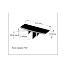 3D technical diagram of semi-opaque PVC corner section, 115mm long and 30mm deep