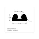 Dimensioned cross-section diagram of the double-D fender, 51mm wide by 27.50mm high, with steel insert labelled