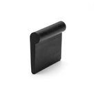 Black rubber P-profile seal cut length photographed at an angle on white
