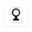 Cross-section diagram of keyhole seal, 10.00mm bore, base 13.50mm x 6.30mm