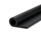Black solid neoprene hollow piping with a round bead and flat mounting tail, smooth cut end