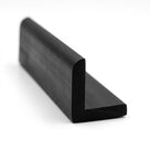 Short length of black rubber L-profile extrusion, angled studio shot