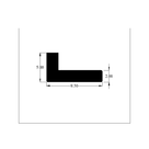 Cross-section diagram of angle rubber extrusion, 9.50mm x 5.00mm, 2.00mm wall