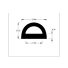 Cross-section diagram of D-section profile, 23.00mm x 15.50mm, foot 4.50mm