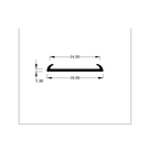 Cross-section diagram of flat strap profile with curled edges, 38.00mm wide