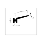 Cross-section diagram of T-section extrusion, 19.00mm x 7.00mm, flap 1.50mm