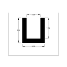 Cross-section diagram of U-channel profile, 9.00mm high x 8.00mm wide dimensions shown