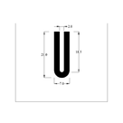 Cross-section diagram of U-channel seal, 21.00mm high x 7.00mm wide dimensions shown