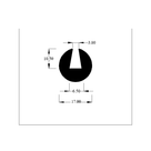 Cross-section diagram of round U-channel profile, 17.00mm diameter with 10.50mm slot depth marked