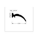 Cross-section diagram of T section extrusion with a swept curved flange