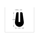 Cross-section diagram of rounded U-channel trim, 14.00mm high x 8.25mm wide dimensions shown