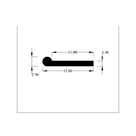 Cross-section diagram of rubber extrusion with printed mm dimensions