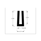 Cross-section diagram of tapered square U-channel profile, 15.50mm high x 6.75mm wide dimensions shown