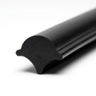 Black rubber locking strip with scalloped cap, angled length shot on white background