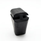 Black EPDM double channel section, end-on view showing H-shaped twin-groove profile