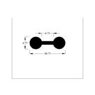 Cross-section diagram of double ended piping, dumbbell profile 20.75mm x 6.75mm